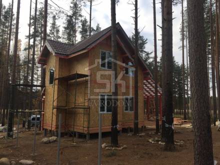Строительство дома из СИП панелей по типовому проекту &quot;ДЕМО&quot; в п. Первомайское Ленинградской области.