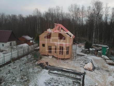 Строительство дома из СИП панелей по типовому проекту «Мерлен», в СНТ Красногорское.
