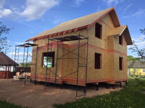 Строительство дома из СИП панелей по типовому проекту &quot;ДЕМО-2&quot; в д. Финев Луг Новгородской области.